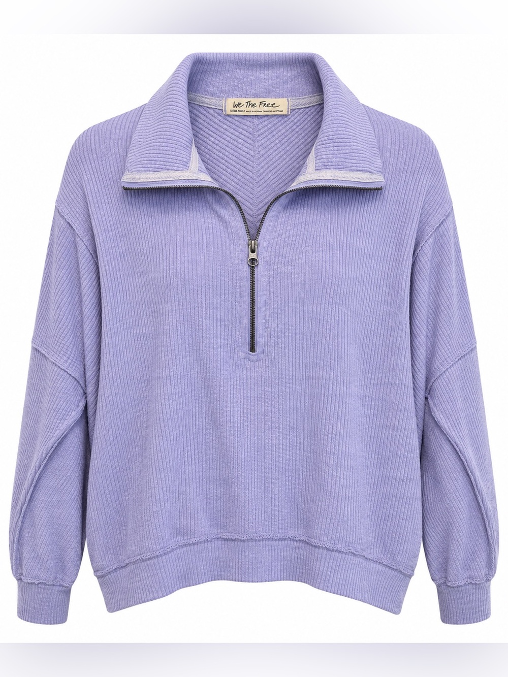 Free People We the Free XS Oversized Lilac Purple Quarter Zip